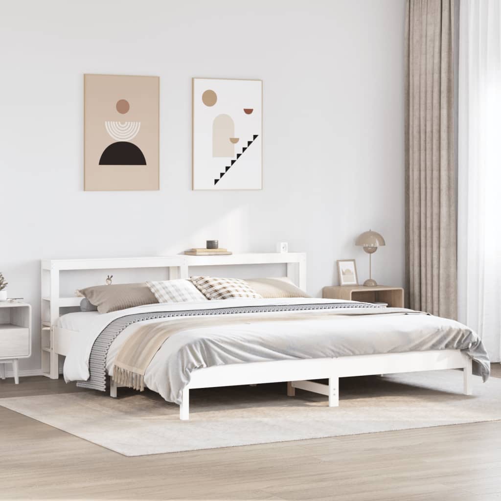 Giroletto senza Materasso Bianco 200x200 cm Legno Massello Pino | homemem39