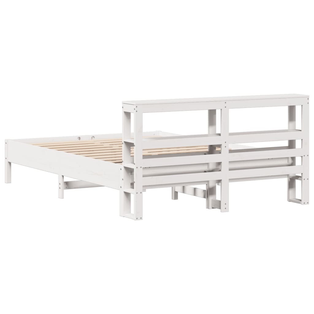 Letto senza Materasso Bianco 150x200 cm Legno Massello di Pino - homemem39