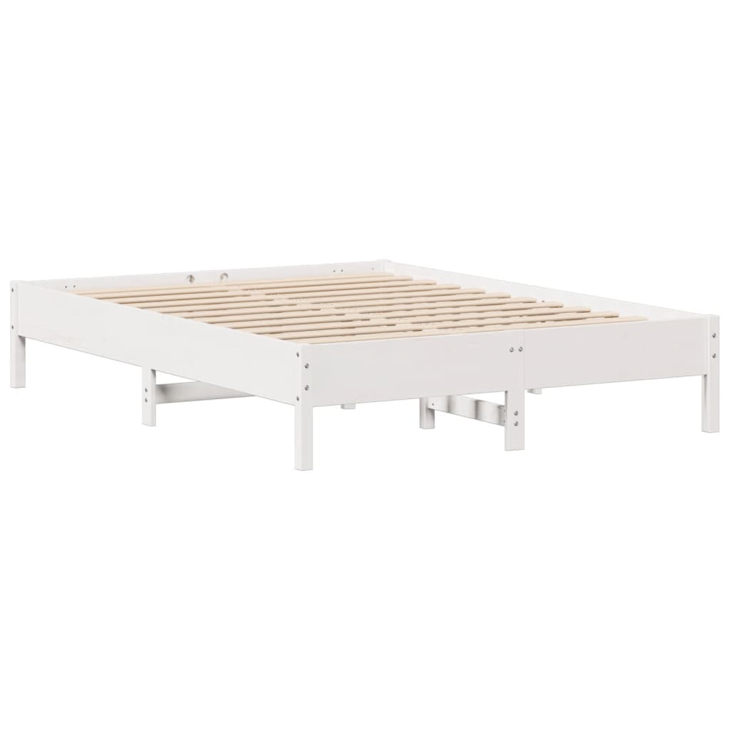 Letto senza Materasso Bianco 140x190 cm Legno Massello di Pino - homemem39