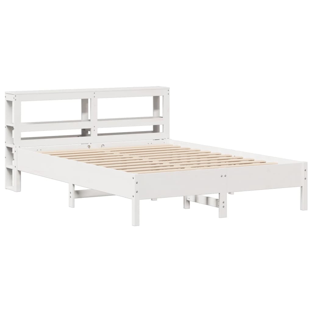 Letto senza Materasso Bianco 135x190 cm Legno Massello di Pino - homemem39