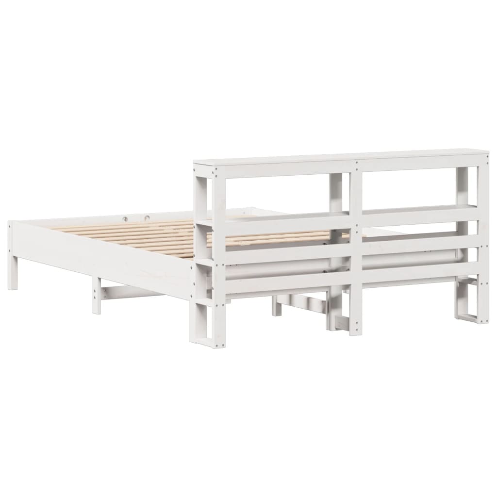 Letto senza Materasso Bianco 135x190 cm Legno Massello di Pino - homemem39