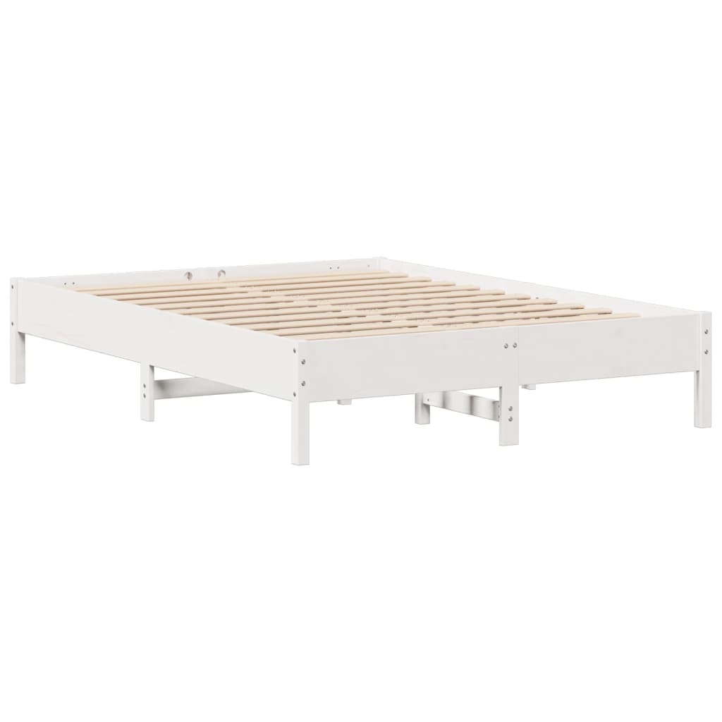 Letto senza Materasso Bianco 135x190 cm Legno Massello di Pino - homemem39