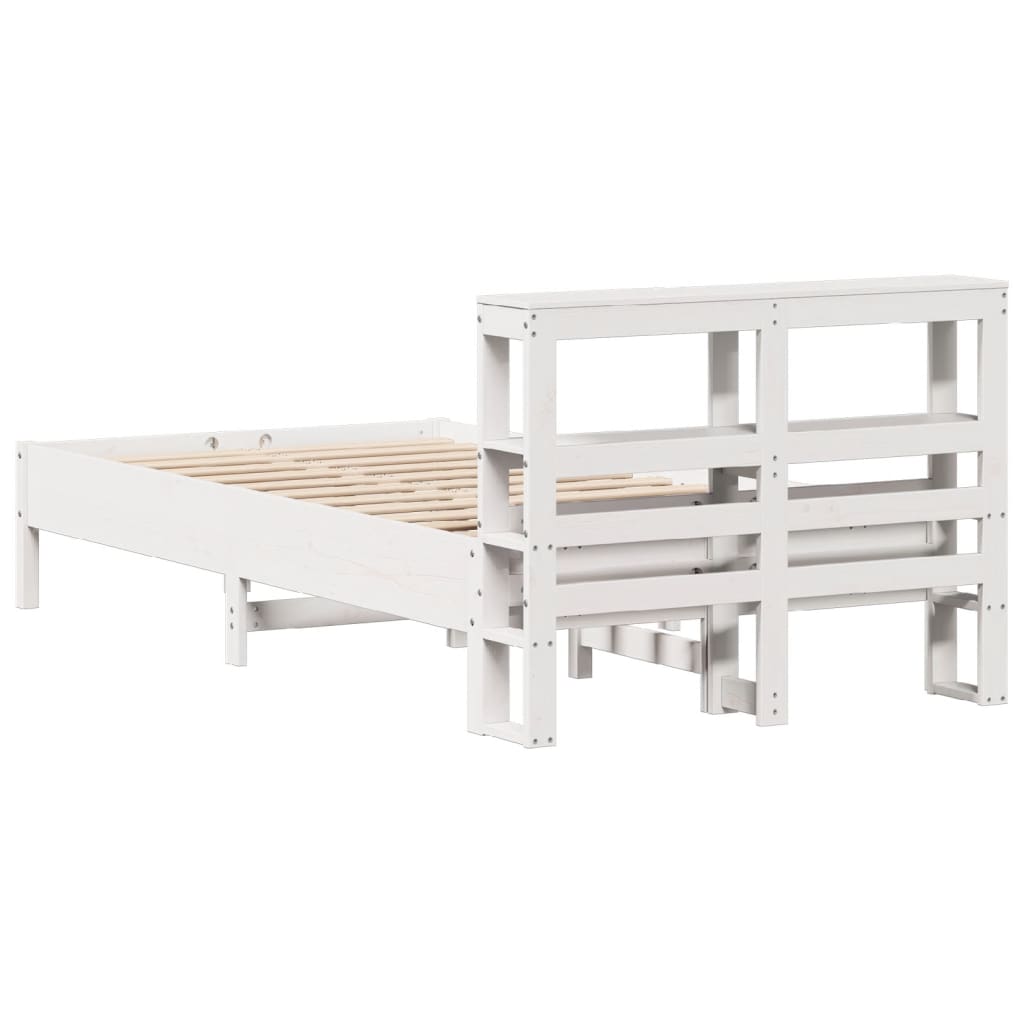 Letto senza Materasso Bianco 120x190 cm Legno Massello di Pino - homemem39