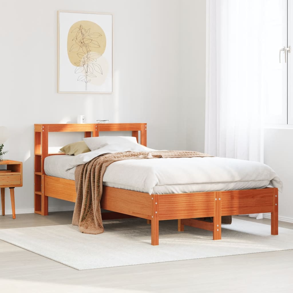 Letto senza Materasso Marrone Cera 75x190 cm in Legno di Pino | homemem39