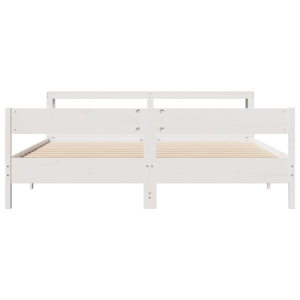 Giroletto senza Materasso Bianco 200x200 cm Legno Massello Pino