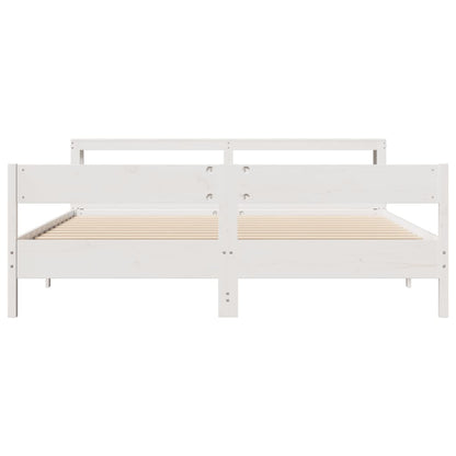 Giroletto senza Materasso Bianco 200x200 cm Legno Massello Pino