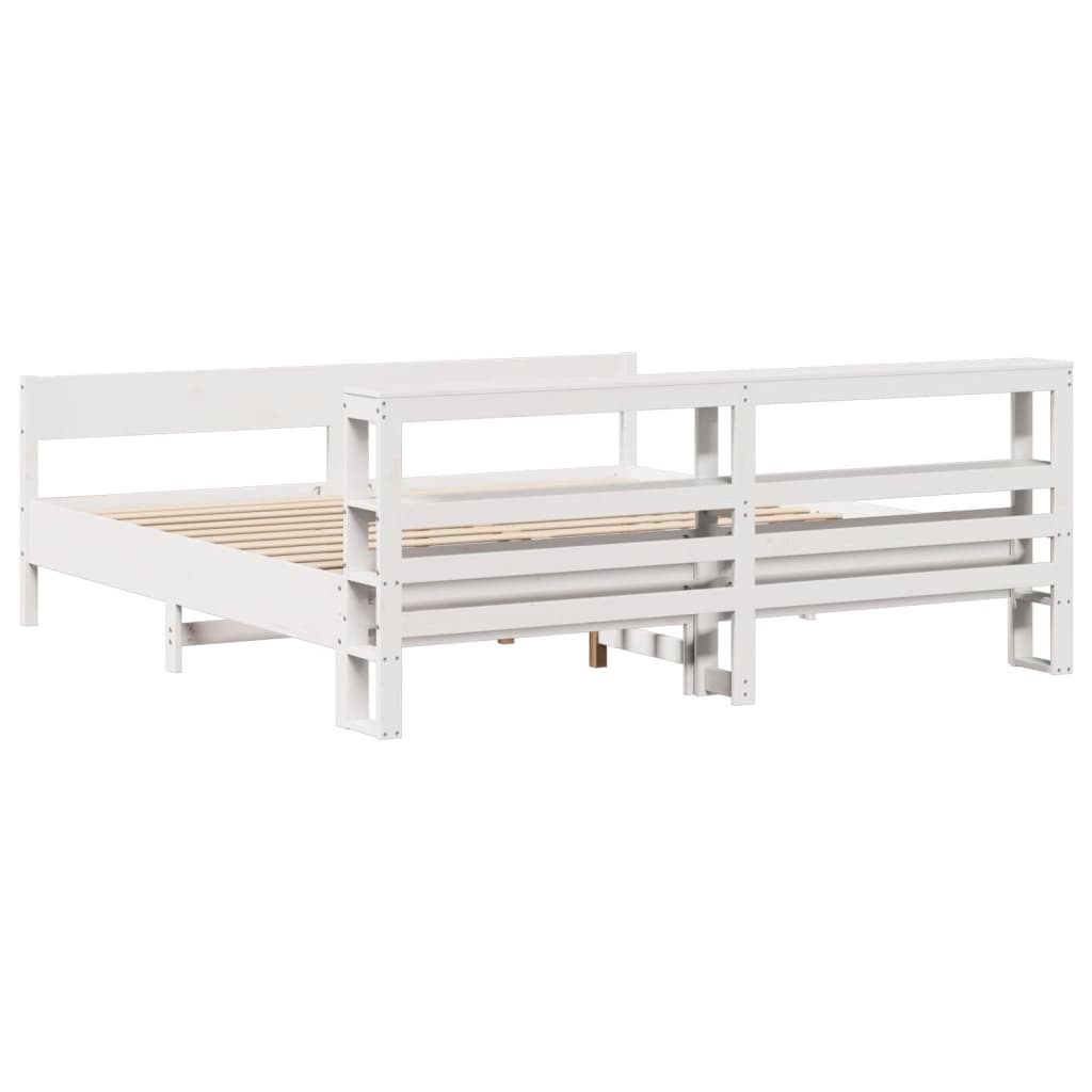 Giroletto senza Materasso Bianco 200x200 cm Legno Massello Pino