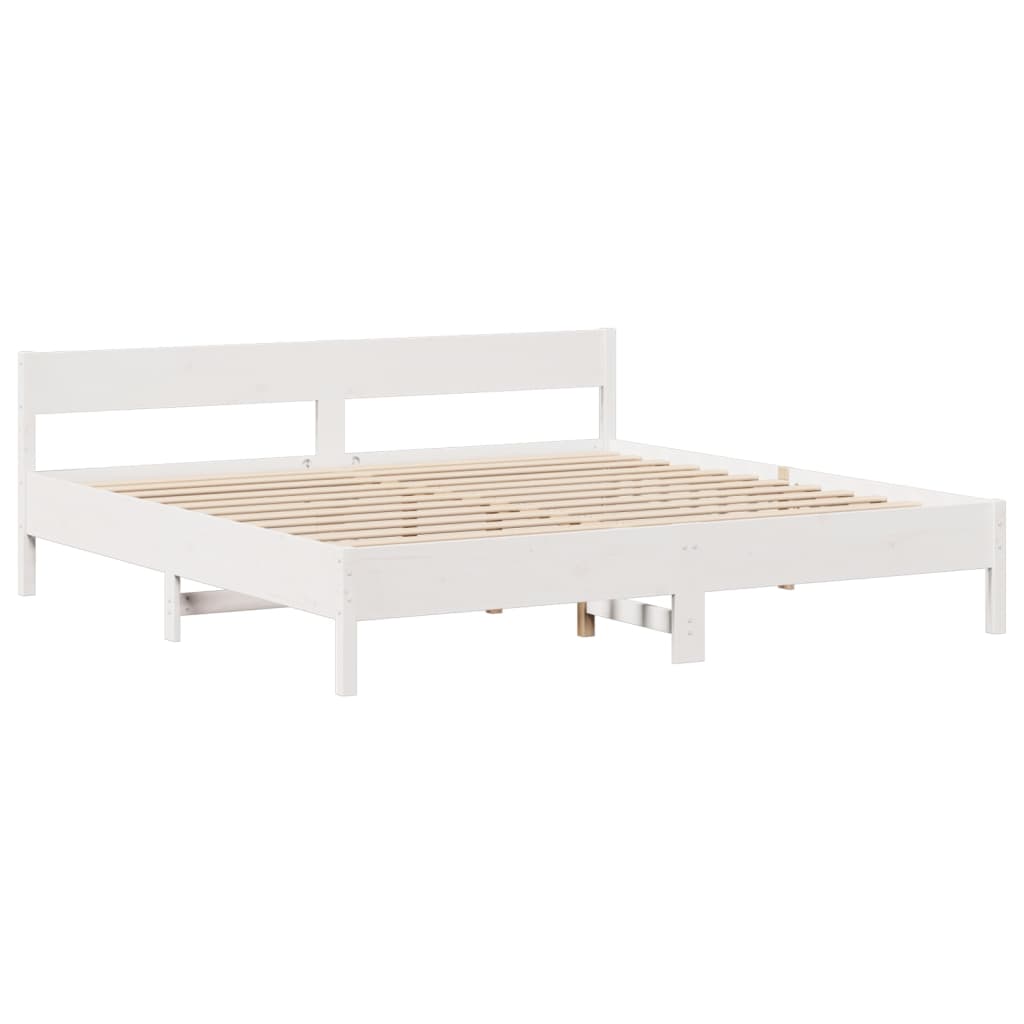 Giroletto senza Materasso Bianco 200x200 cm Legno Massello Pino