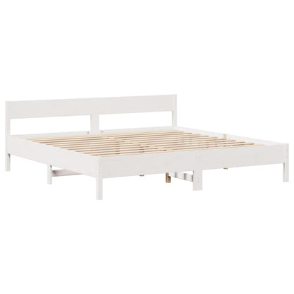 Giroletto senza Materasso Bianco 200x200 cm Legno Massello Pino