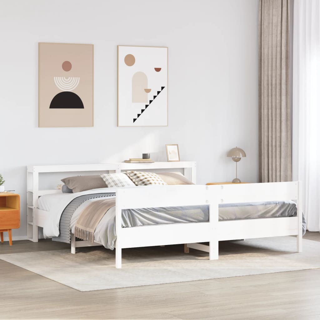 Giroletto senza Materasso Bianco 200x200 cm Legno Massello Pino | homemem39