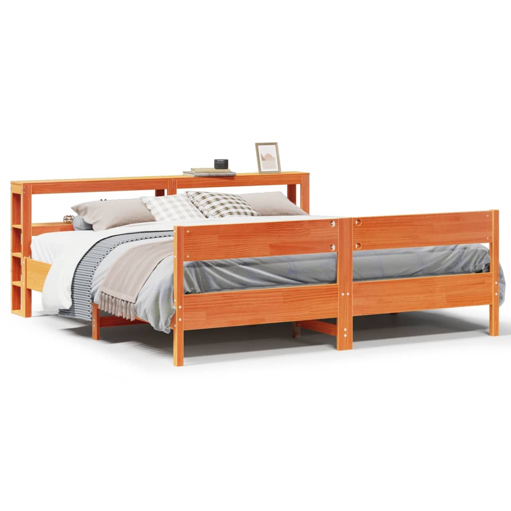 Letto senza Materasso Marrone Cera 200x200 cm in Legno di Pino | homemem39