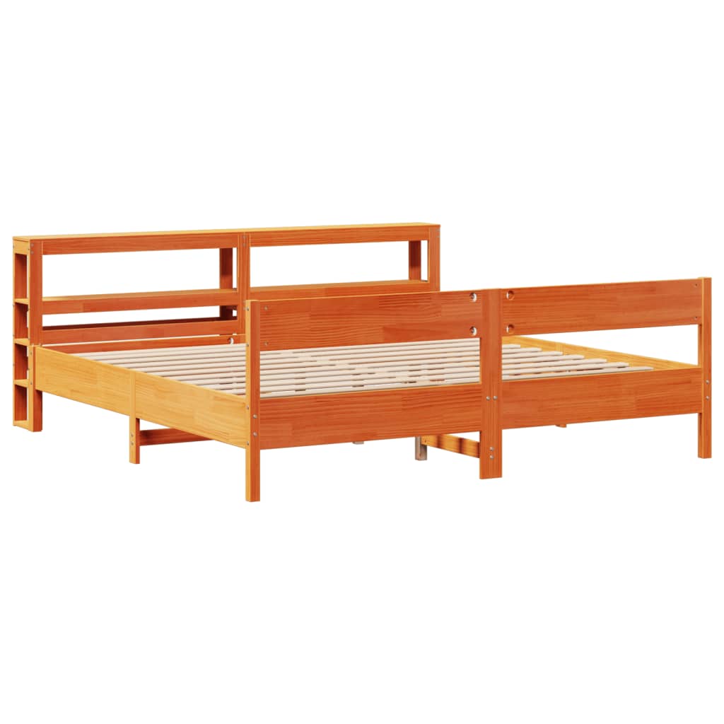 Letto senza Materasso Marrone Cera 200x200 cm in Legno di Pino | homemem39