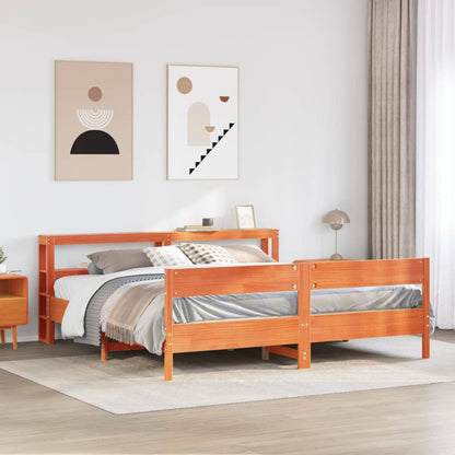 Letto senza Materasso Marrone Cera 200x200 cm in Legno di Pino | homemem39
