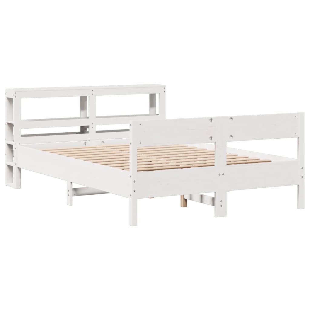 Letto senza Materasso Bianco 150x200 cm Legno Massello di Pino - homemem39