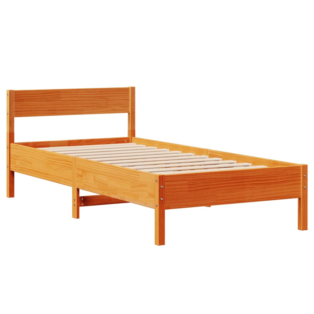 Letto senza Materasso Marrone Cera 100x200 cm in Legno di Pino