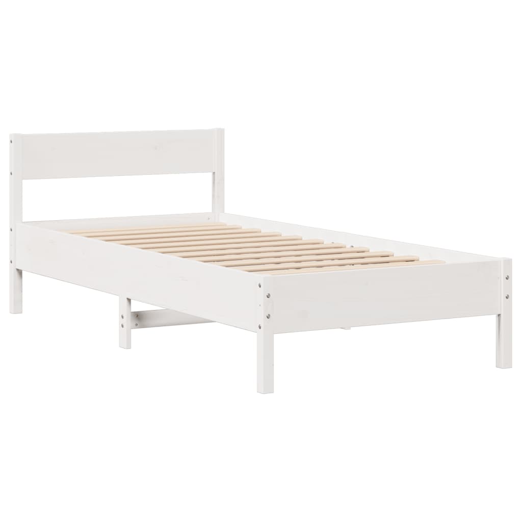 Letto senza Materasso Bianco 90x200 cm Legno Massello di Pino - homemem39