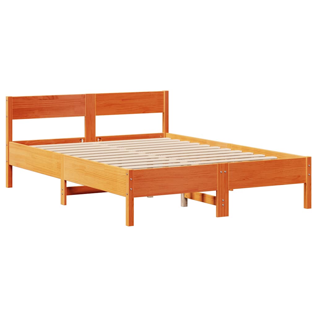 Letto senza Materasso Marrone Cera 140x190 cm in Legno di Pino - homemem39