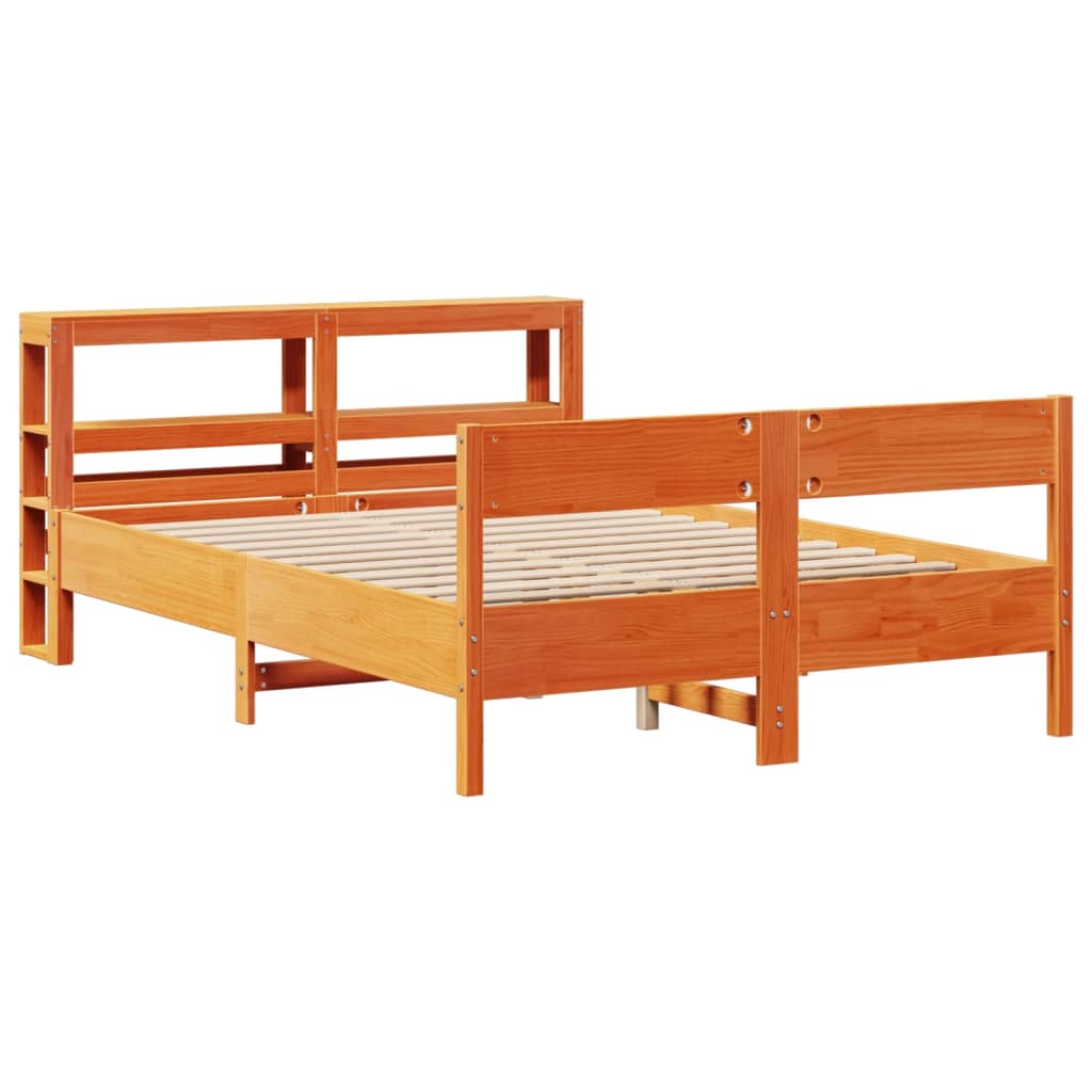 Letto senza Materasso Marrone Cera 135x190 cm in Legno di Pino | homemem39