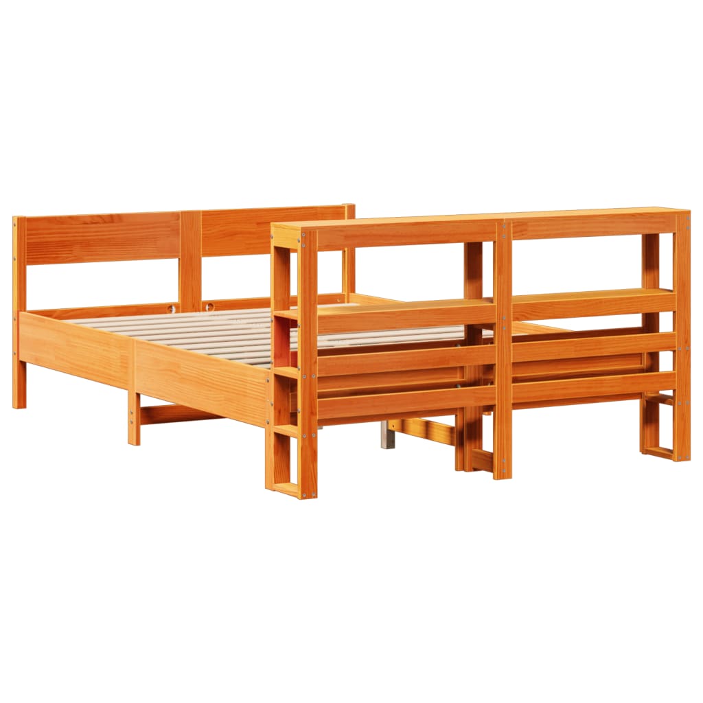 Letto senza Materasso Marrone Cera 135x190 cm in Legno di Pino | homemem39