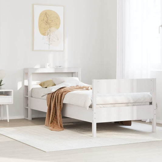 Letto senza Materasso Bianco 90x190 cm in Legno Massello Pino - homemem39