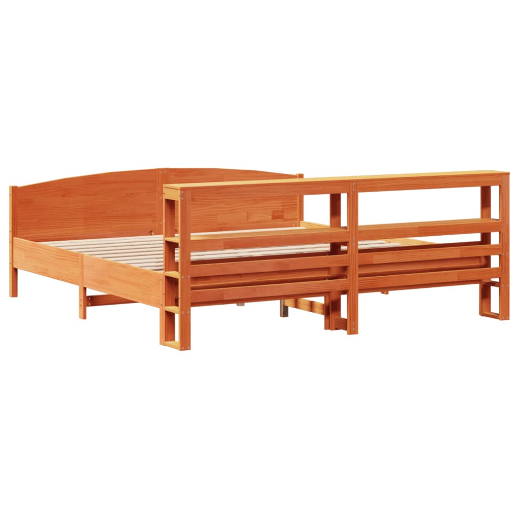 Letto senza Materasso Marrone Cera 200x200 cm in Legno di Pino - homemem39