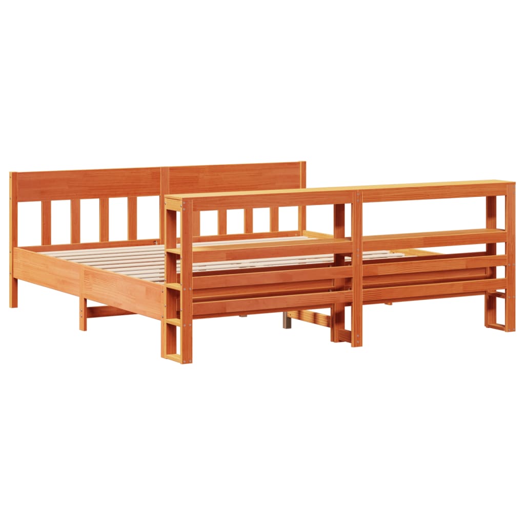 Letto senza Materasso Marrone Cera 200x200 cm in Legno di Pino - homemem39