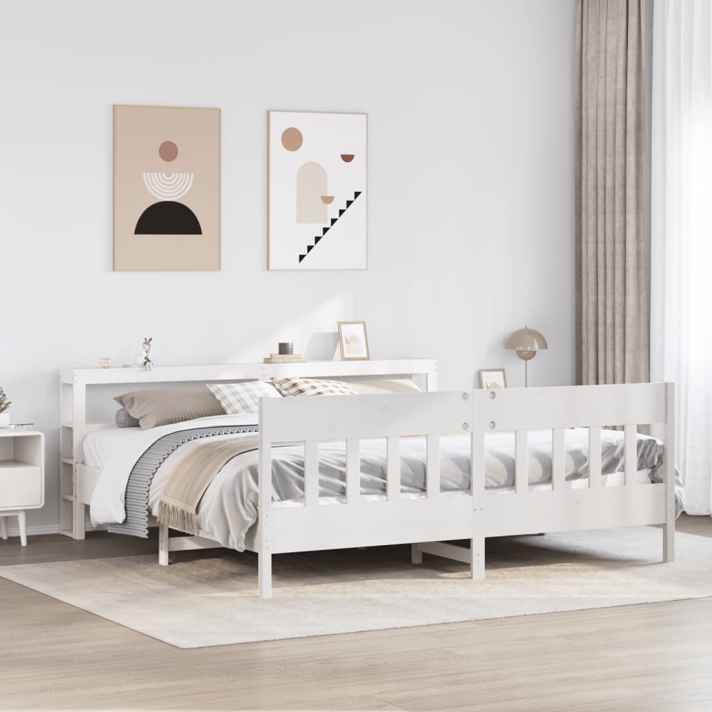 Letto senza Materasso Bianco 180x200 cm Legno Massello di Pino - homemem39