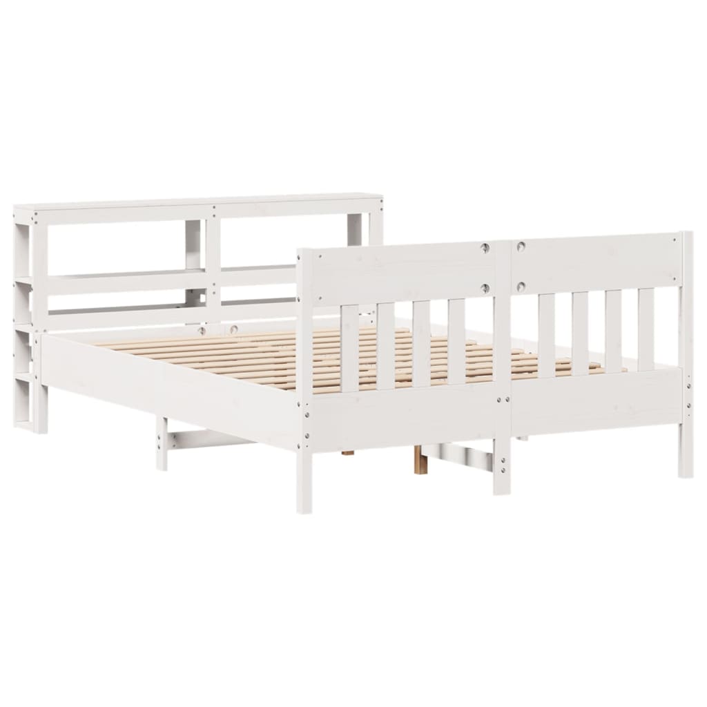 Letto senza Materasso Bianco 160x200 cm Legno Massello di Pino - homemem39