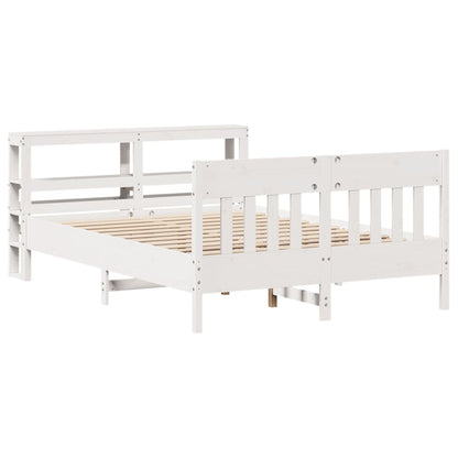 Letto senza Materasso Bianco 150x200 cm Legno Massello di Pino