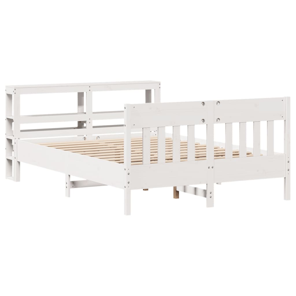 Letto senza Materasso Bianco 140x190 cm Legno Massello di Pino - homemem39