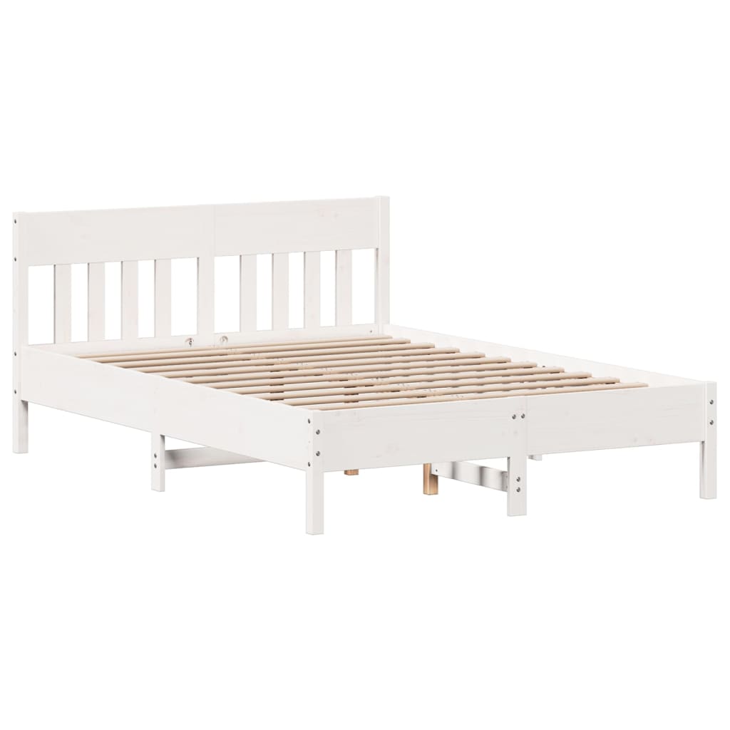 Letto senza Materasso Bianco 140x190 cm Legno Massello di Pino - homemem39