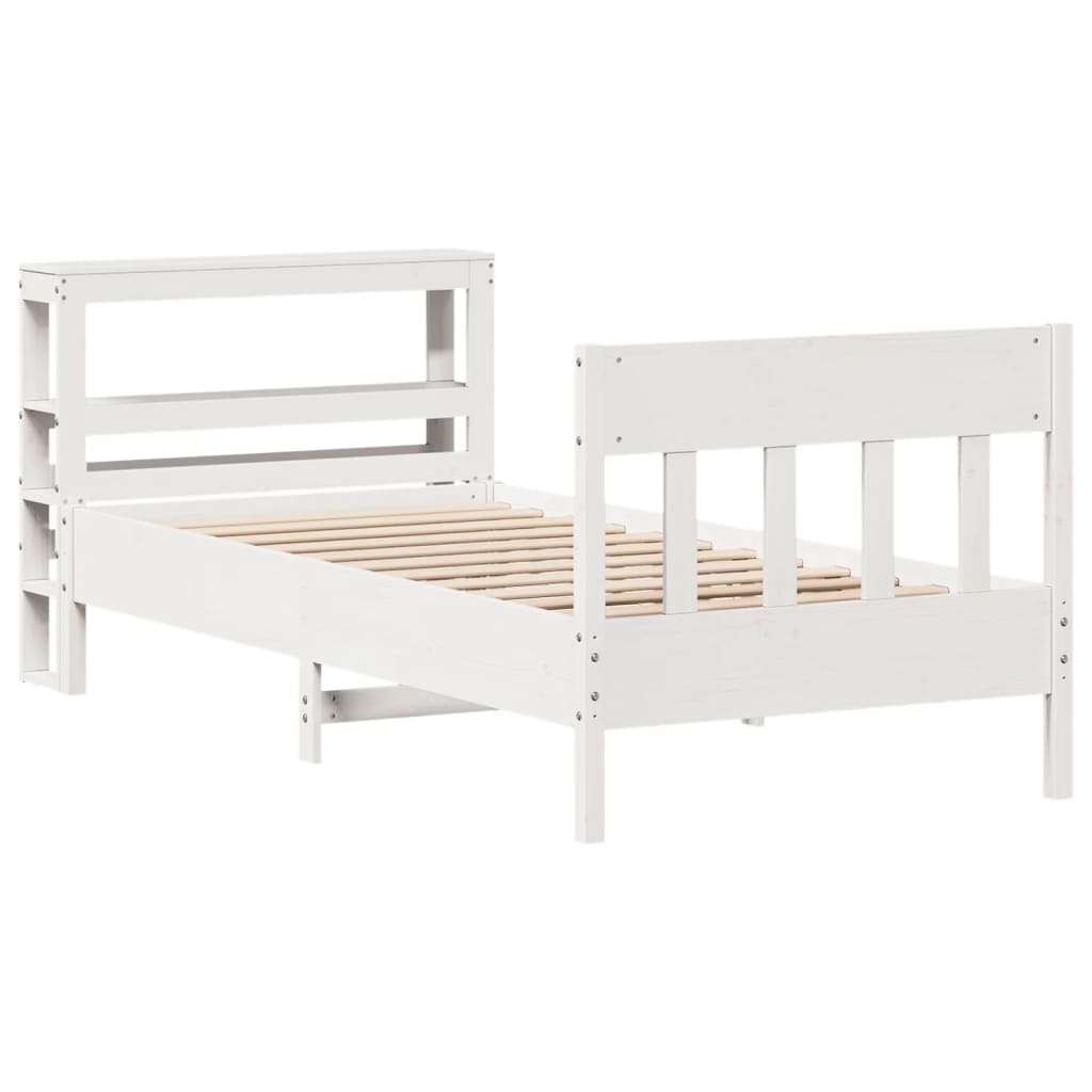 Letto senza Materasso Bianco 90x190 cm in Legno Massello Pino - homemem39