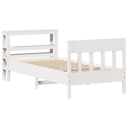 Letto senza Materasso Bianco 90x190 cm in Legno Massello Pino - homemem39