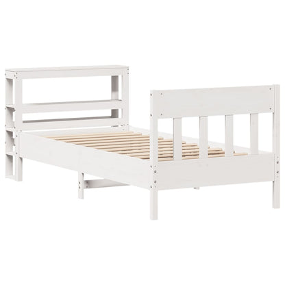 Letto senza Materasso Bianco 75x190 in Legno Massello di Pino - homemem39