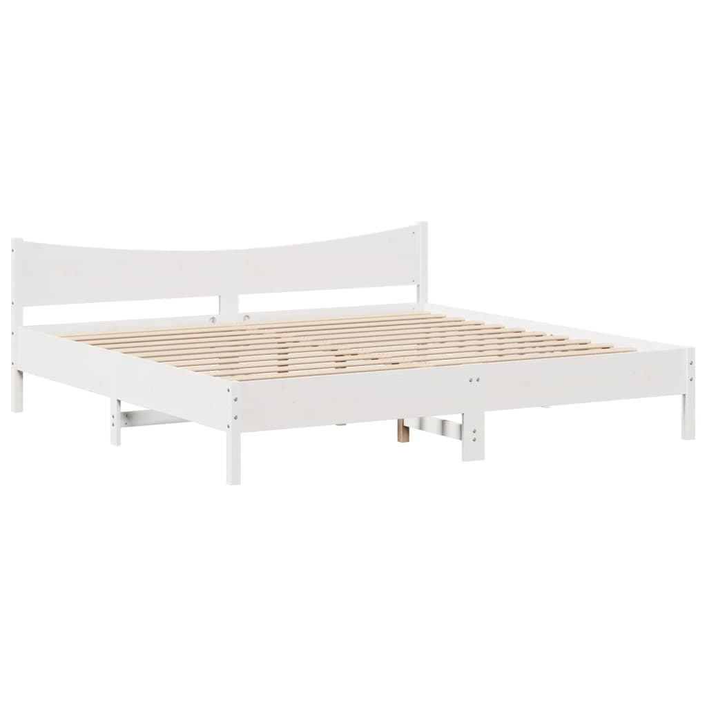 Giroletto con Testiera Bianco 200x200 cm Legno Massello di Pino