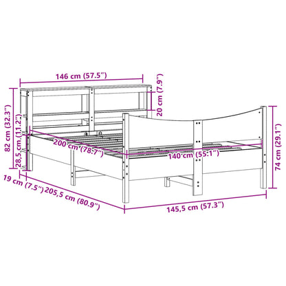 Giroletto con Testiera 140x200 cm in Legno Massello di Pino | homemem39