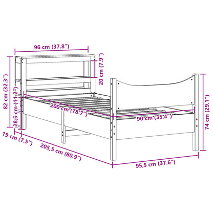 Giroletto con Testiera 90x200 cm in Legno Massello di Pino