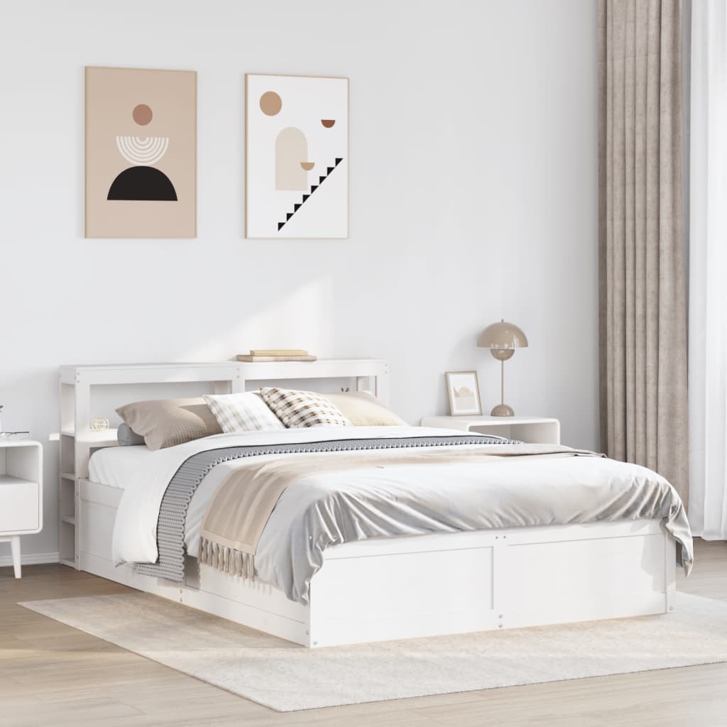 Giroletto con Testiera Bianco 140x200 cm Legno Massello di Pino - homemem39