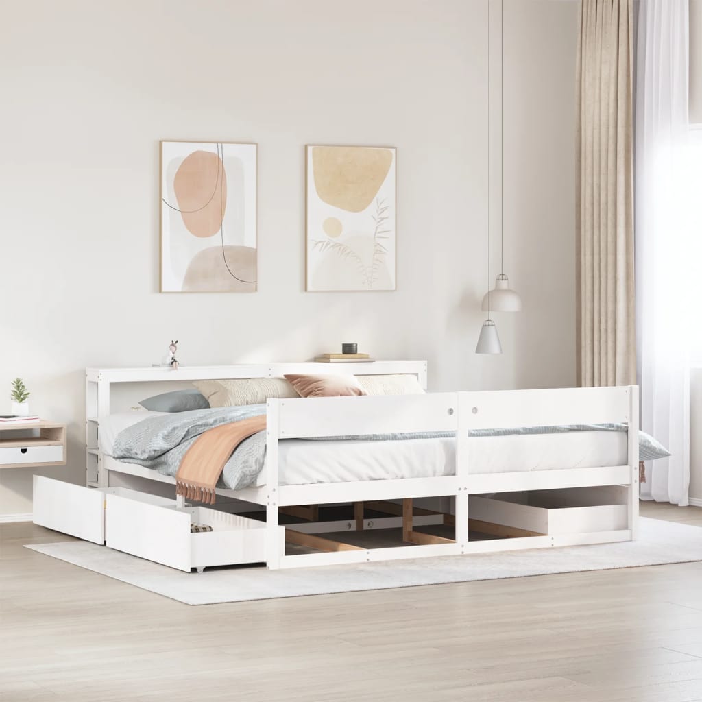 Letto senza Materasso Bianco 180x200 cm Legno Massello di Pino