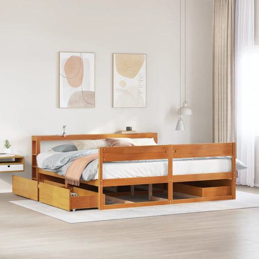 Letto senza Materasso Marrone Cera 180x200 cm in Legno di Pino - homemem39