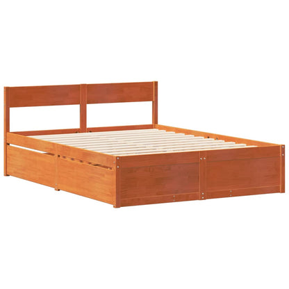 Letto senza Materasso Marrone Cera 150x200 cm in Legno di Pino