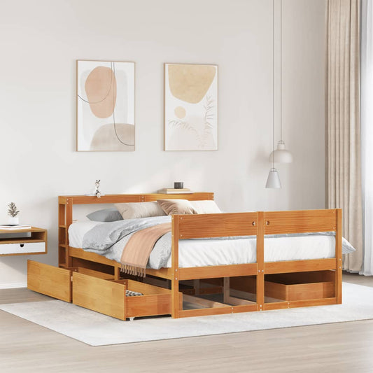 Letto senza Materasso Marrone Cera 150x200 cm in Legno di Pino