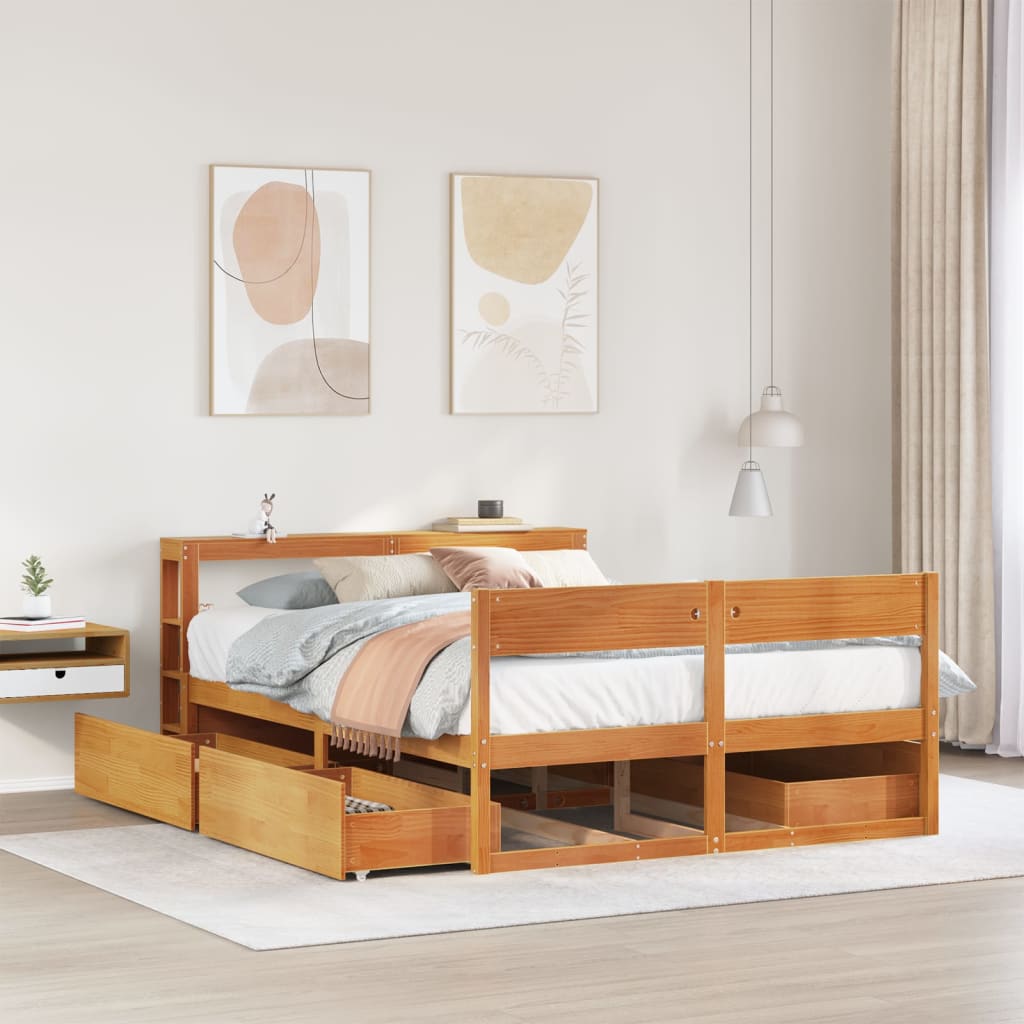 Letto senza Materasso Marrone Cera 120x200 cm in Legno di Pino