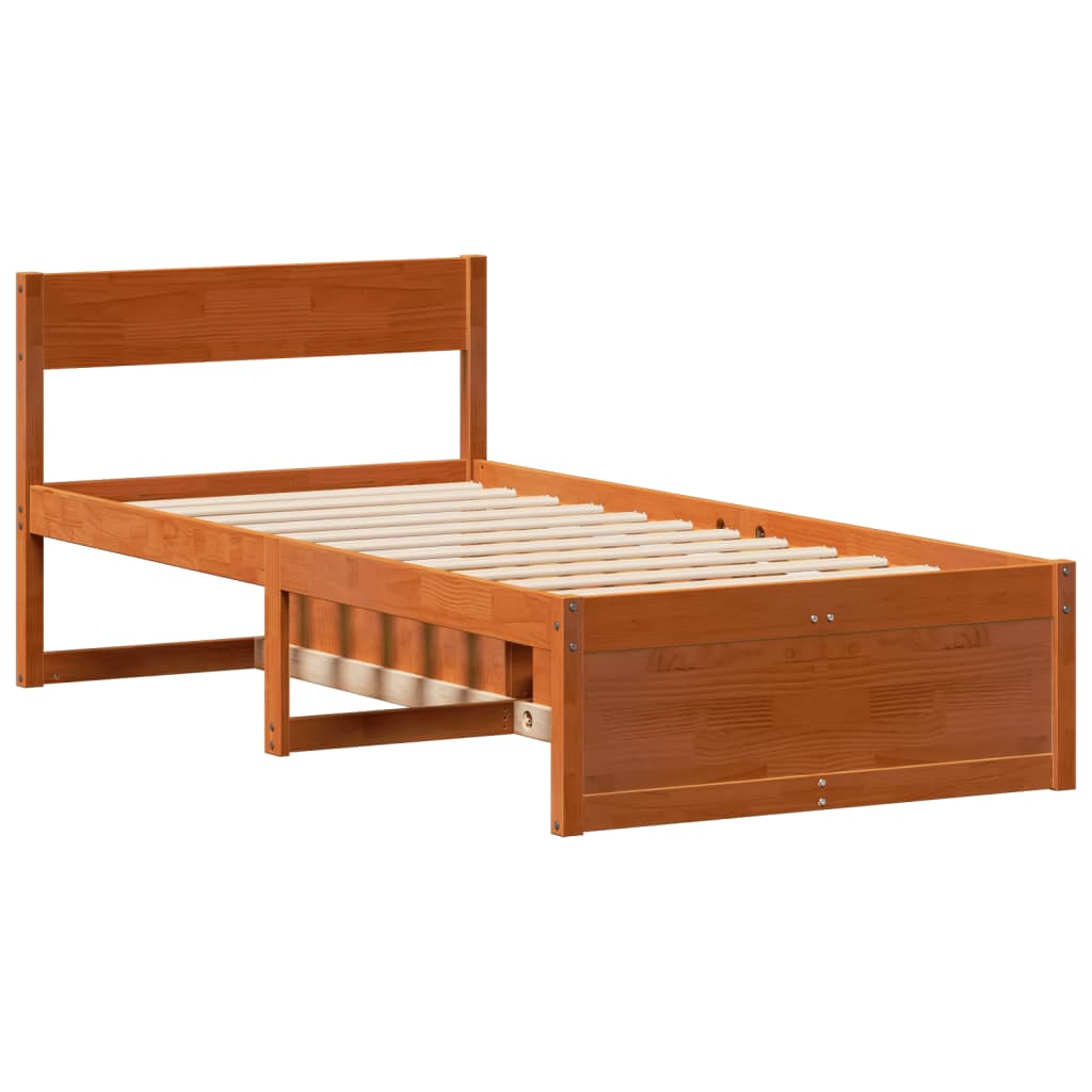 Letto senza Materasso Marrone Cera 100x200 cm in Legno di Pino