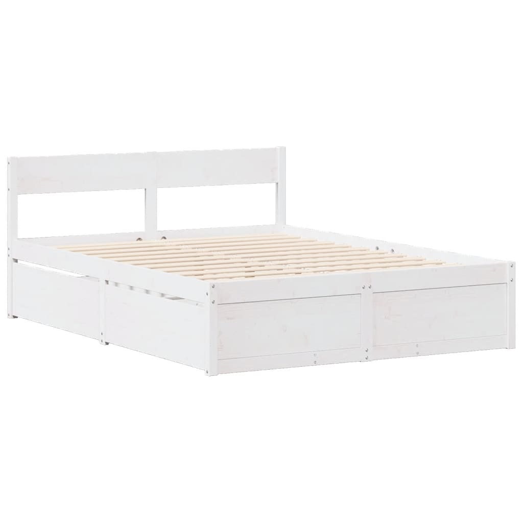 Letto senza Materasso Bianco 140x190 cm Legno Massello di Pino