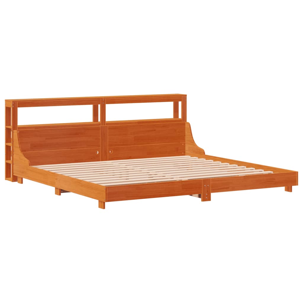 Letto senza Materasso Marrone Cera 200x200 cm in Legno di Pino