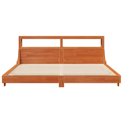 Letto senza Materasso Marrone Cera 200x200 cm in Legno di Pino