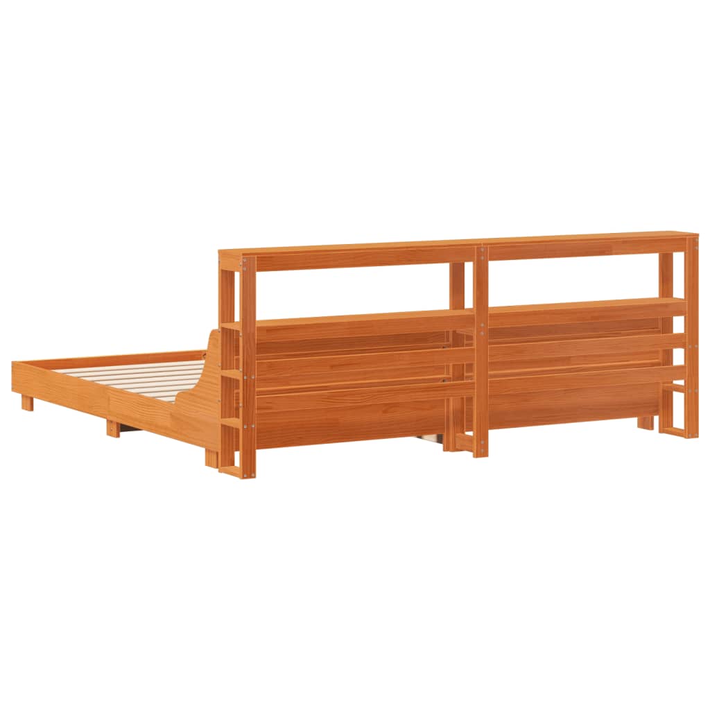 Letto senza Materasso Marrone Cera 200x200 cm in Legno di Pino