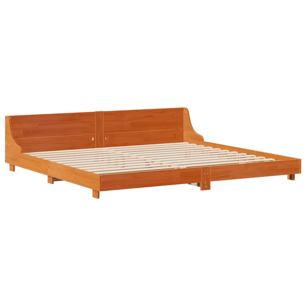 Letto senza Materasso Marrone Cera 200x200 cm in Legno di Pino