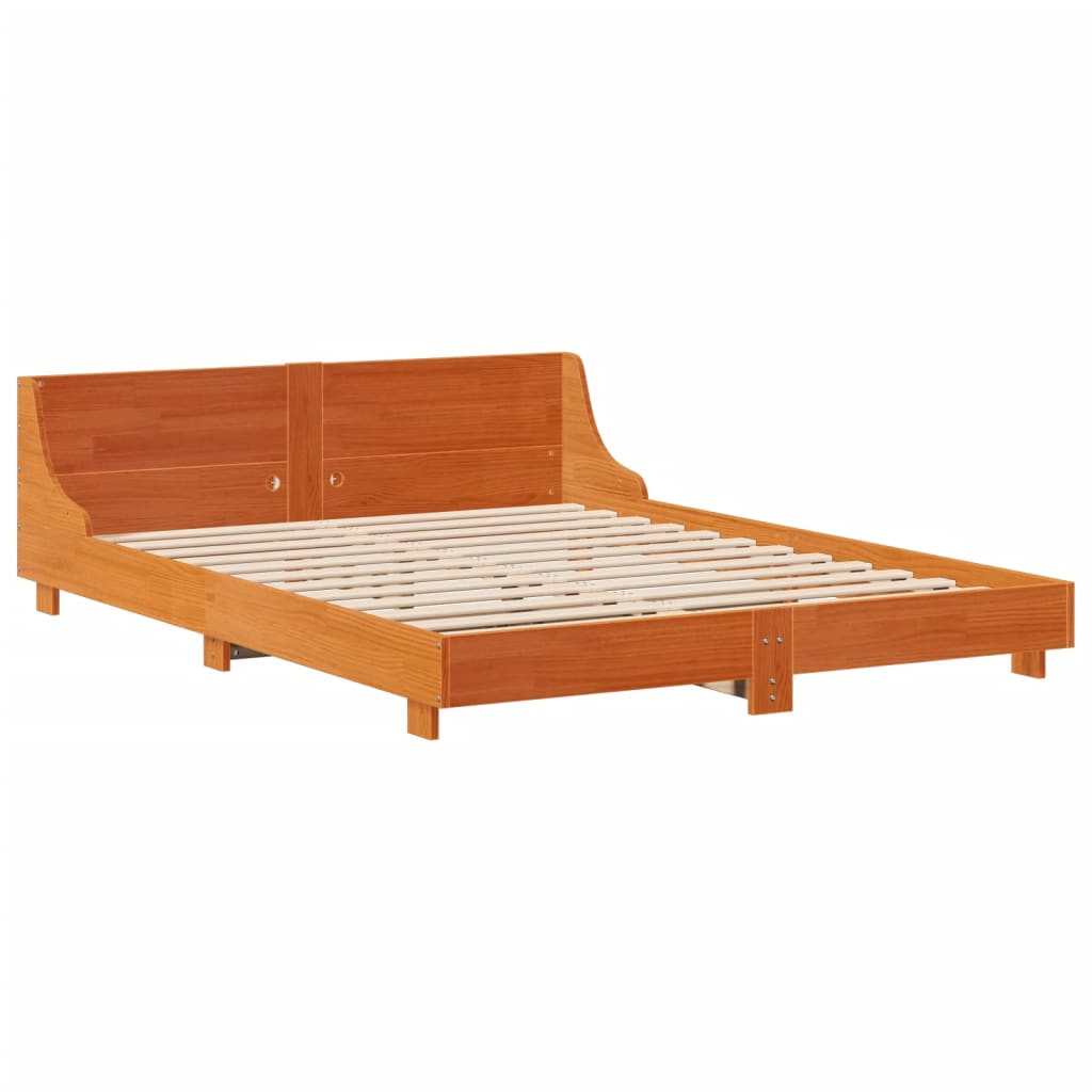 Letto senza Materasso Marrone Cera 150x200 cm in Legno di Pino